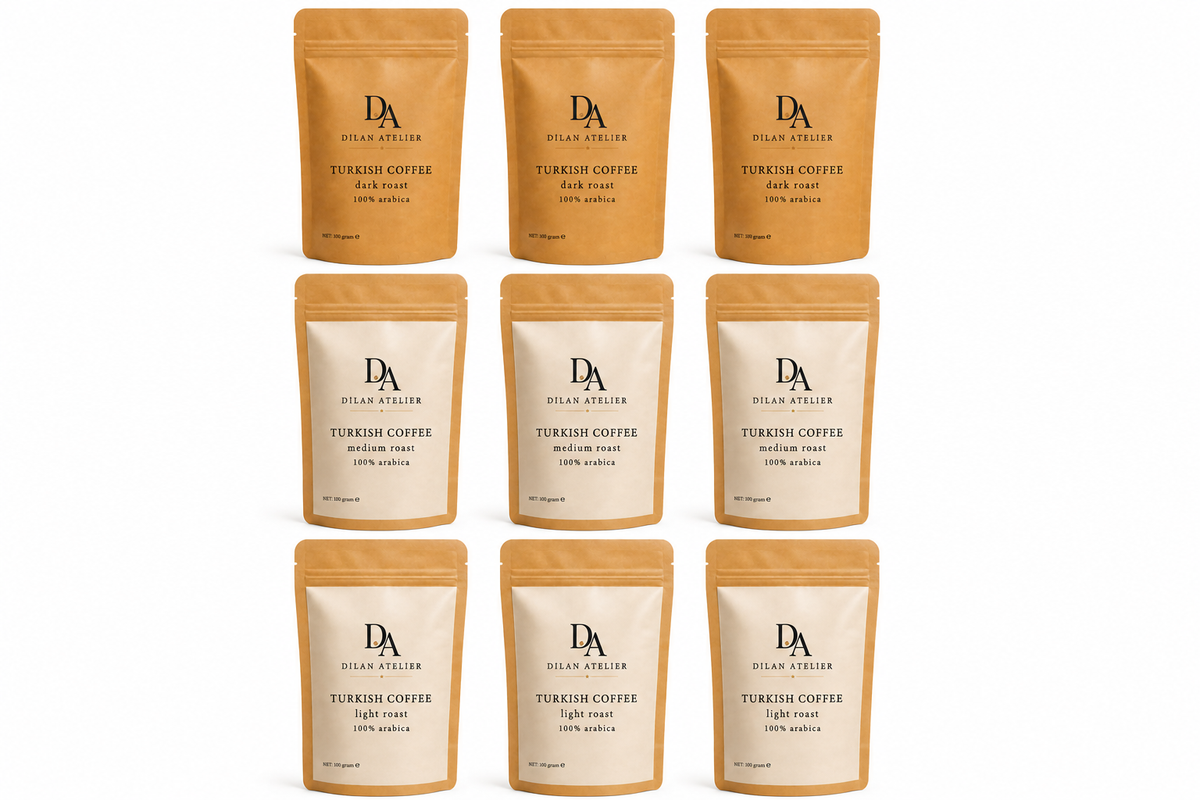 Turkish coffee medium & dark & light roast set 9 packs